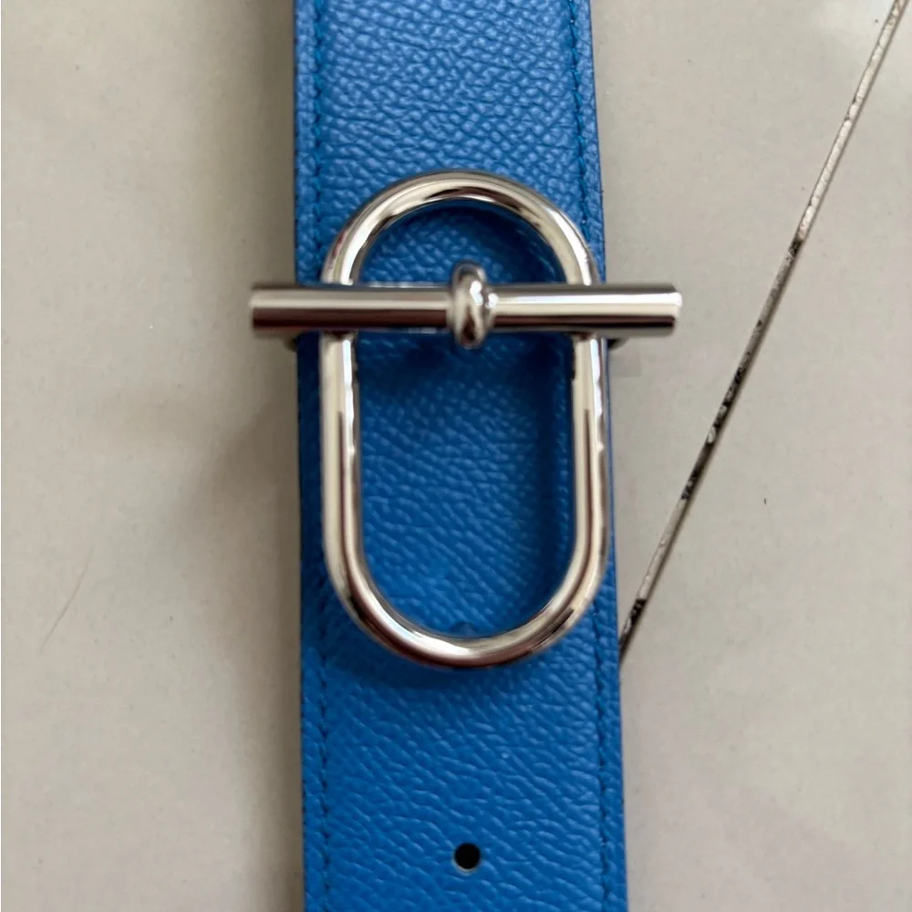 100% Authentic HERMES Ithaque belt buckle & Reversible leather strap 90cm - Picture 11 of 15